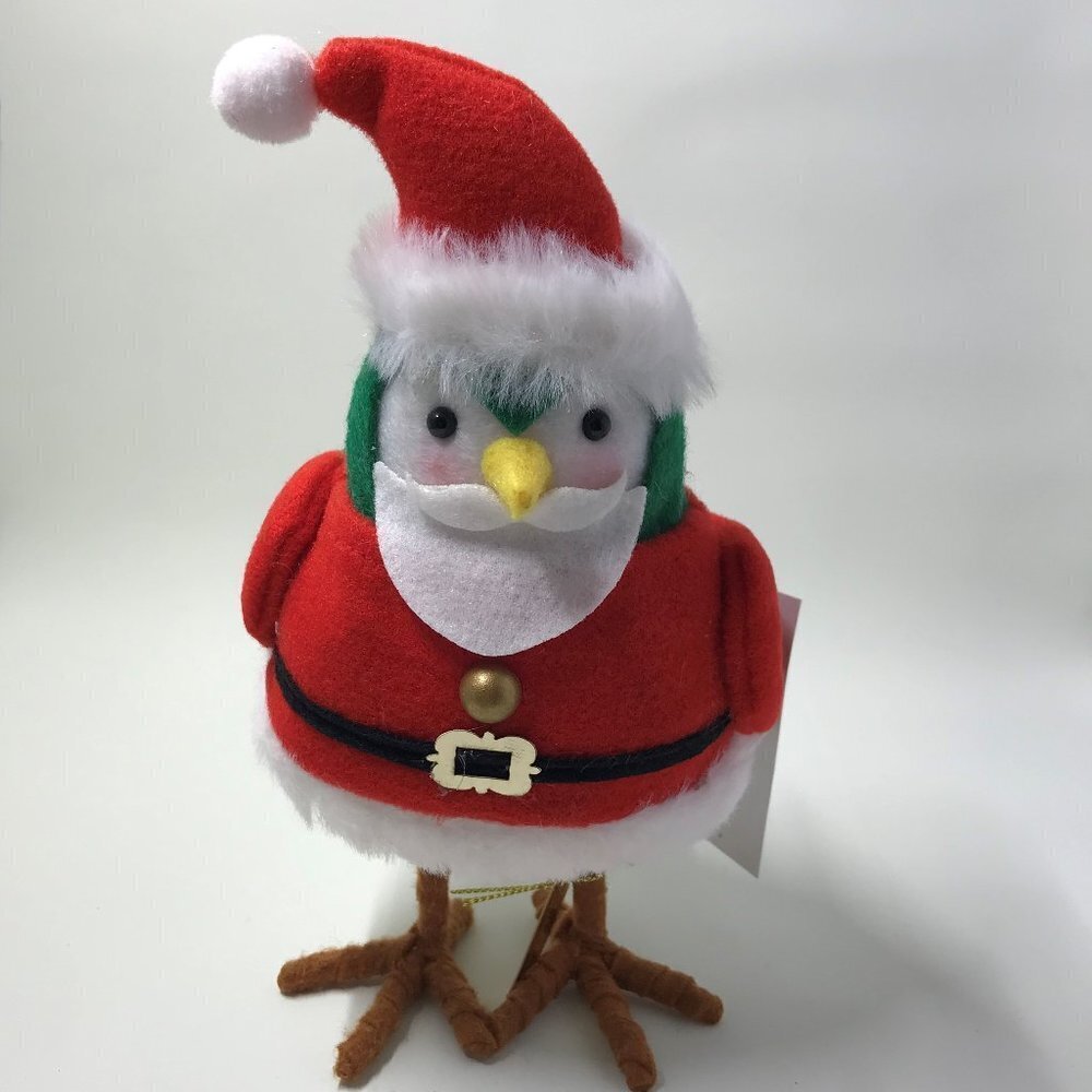 NWT Wondershop Featherly Friends Fabric Bird Santa 2023 Dapper 7" tall
